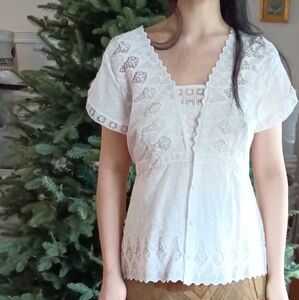 Ralph Lauren Blue Label Delicate Cotton Lace Blouse